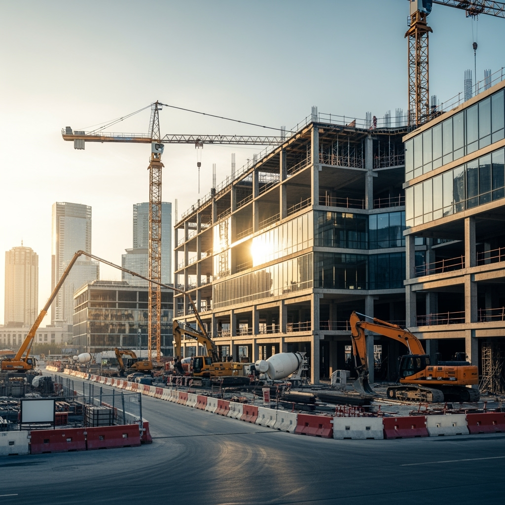 فريق عمل يناقش مخططات معمارية حديثة